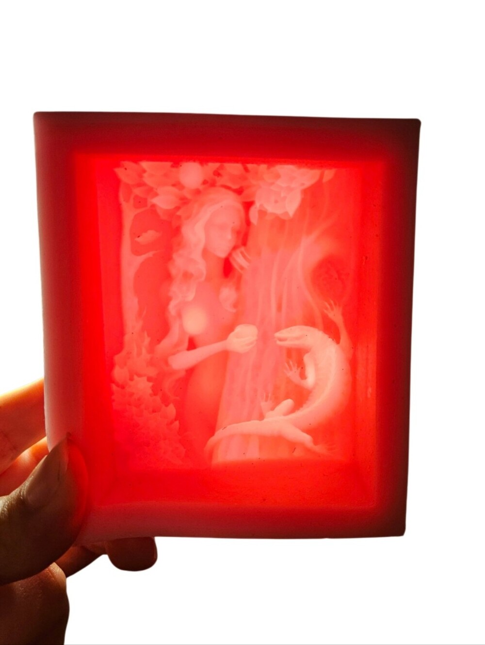 Silicone Mold with Woman and Lizard Relief - Pink